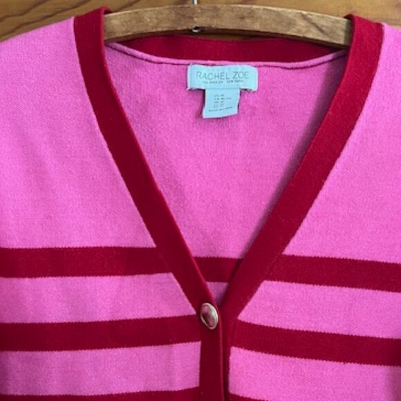 Rachel Zoe Pink & Red Sweater Cardigan Woman's Size XL - Picture 4 of 7